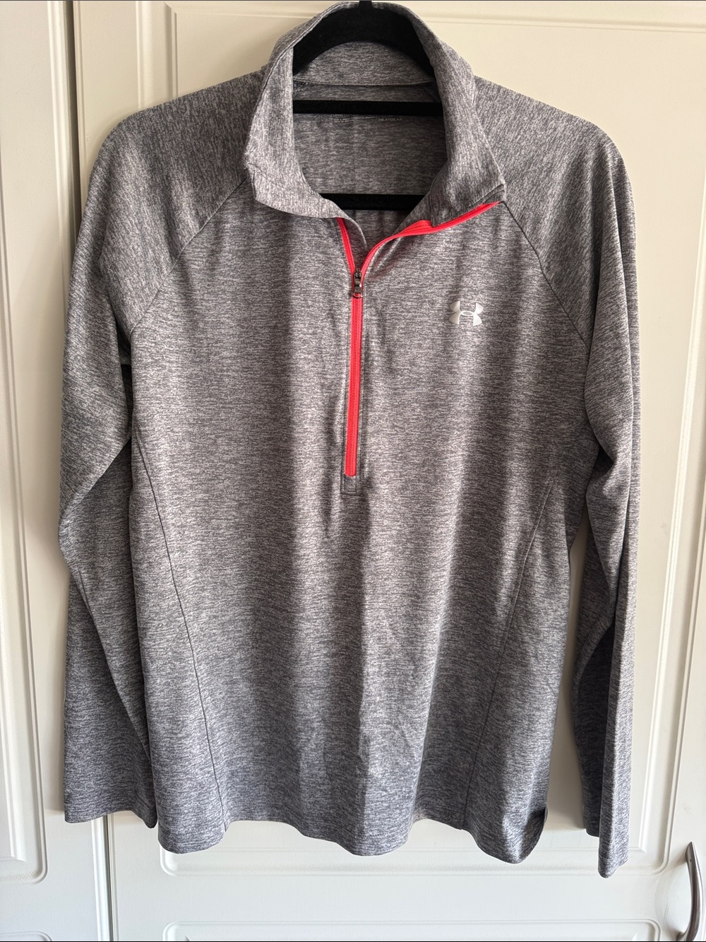 Under Armour Gray Heather 1/4 Zip Pullover with Coral Trim